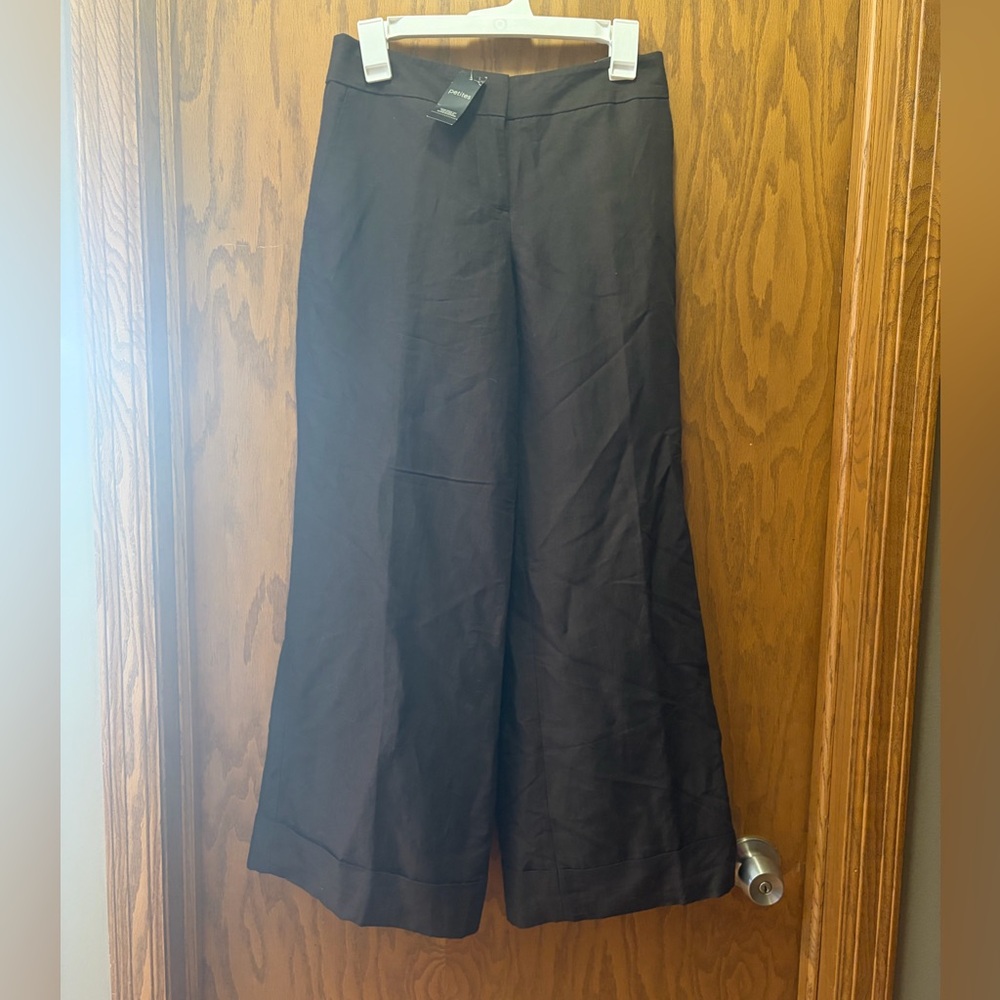 LOFT Brown Wide Leg lined dress Pants petite size 4 Ann NWT Ann Taylor